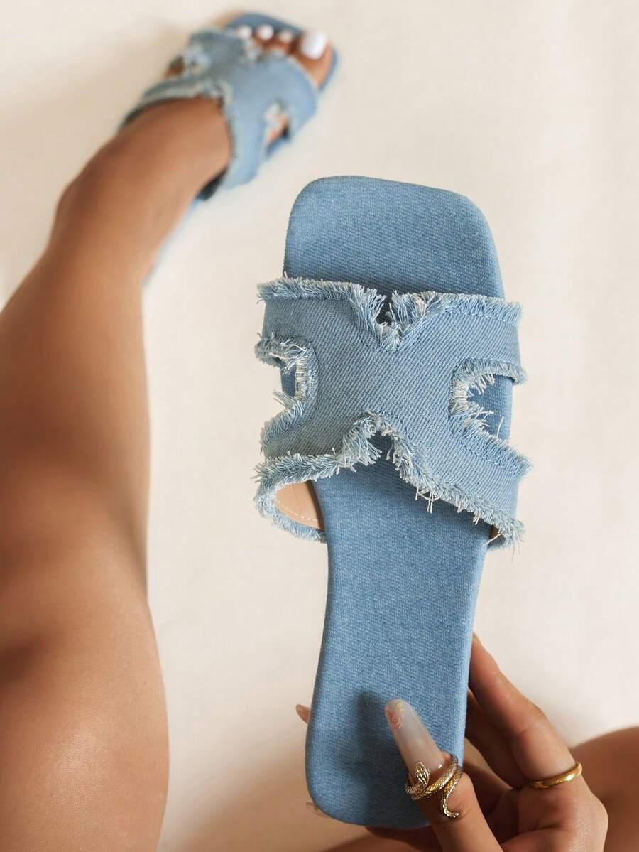 NIEBIESKIE KLAPKI JEANS 