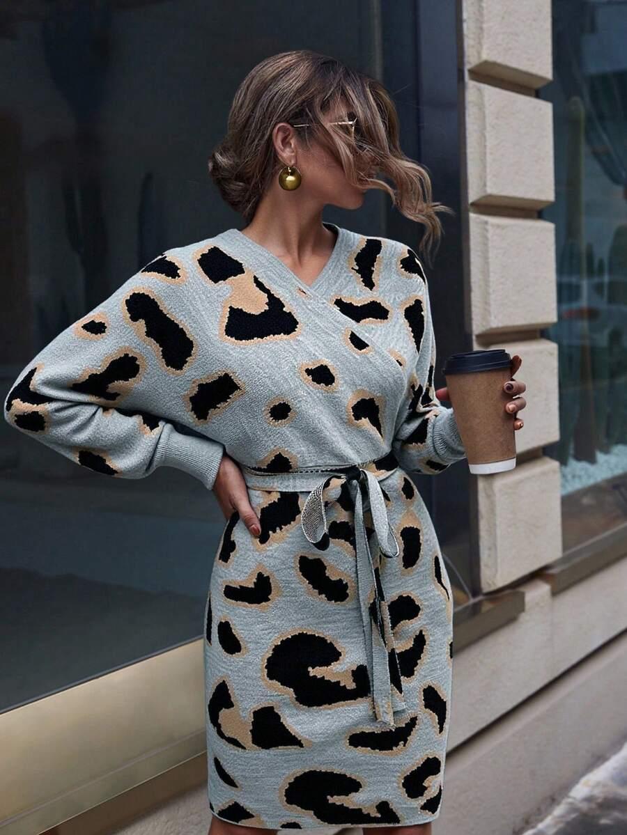 DZIANINOWA SUKIENKA ANIMAL PRINT
