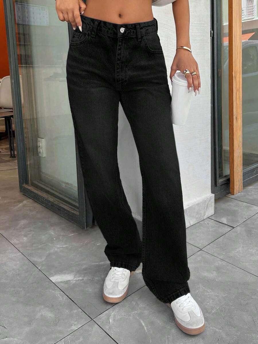 CZARNE SPODNIE JEANS