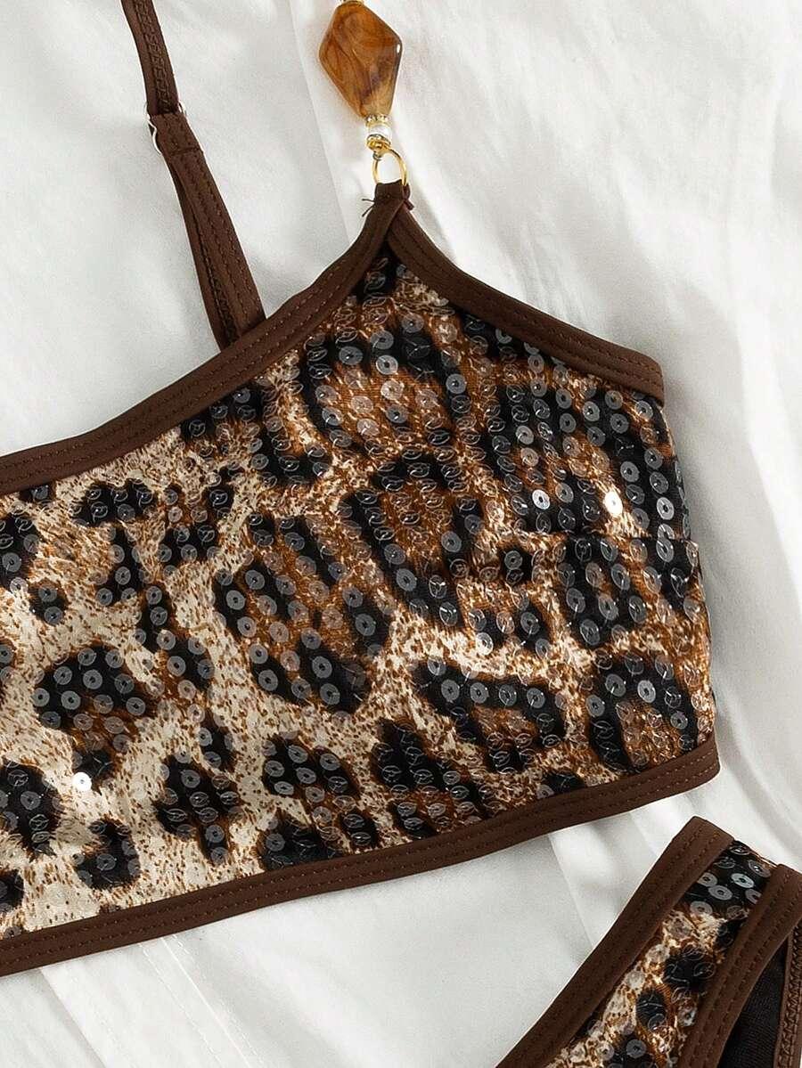GÓRA OD BIKINI ANIMAL PRINT cekiny