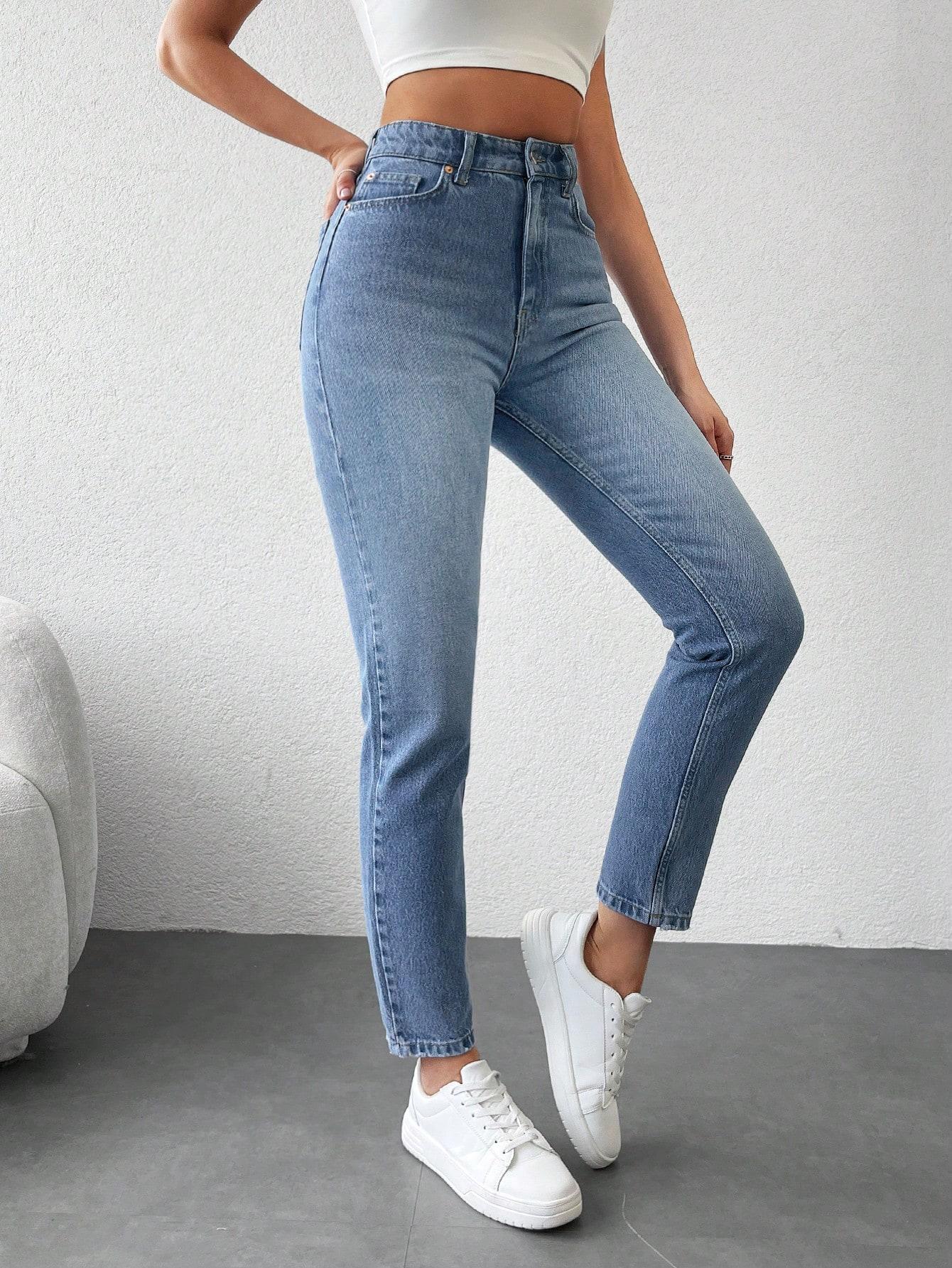 NIEBIESKIE SPODNIE MOM JEANS