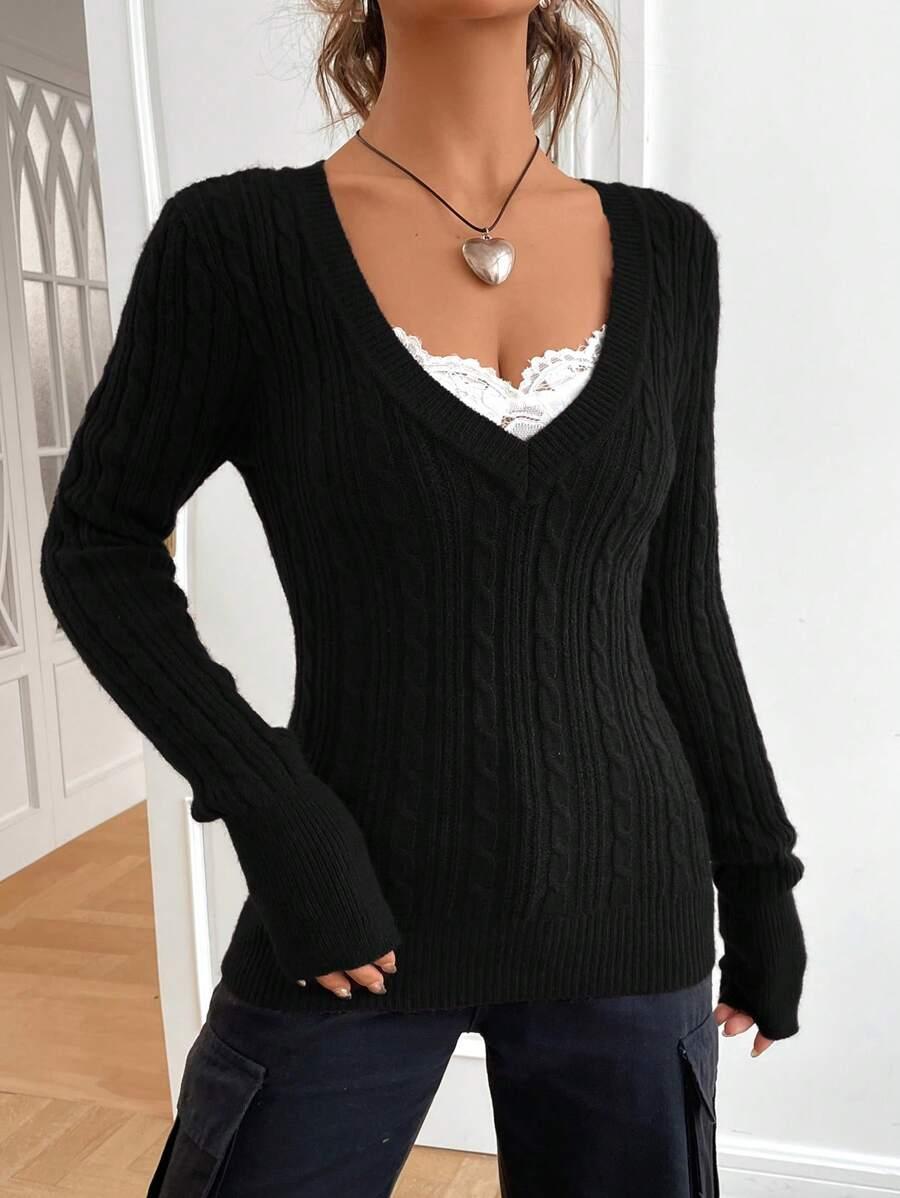 CZARNY SWETER W PRĄŻKI 