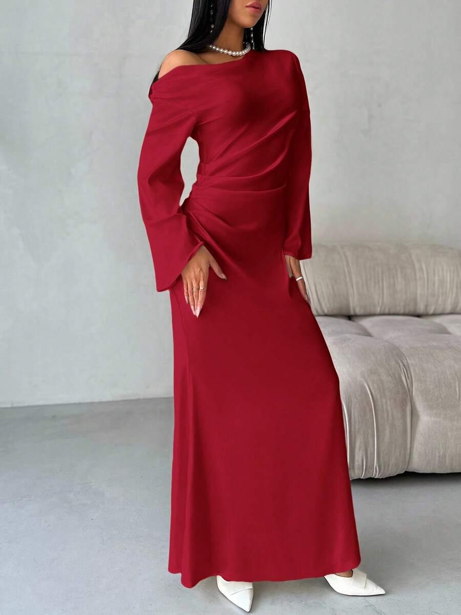 satynowa maxi sukienka