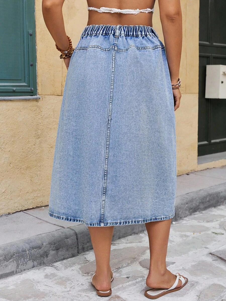 midi spódnica jeans guziki