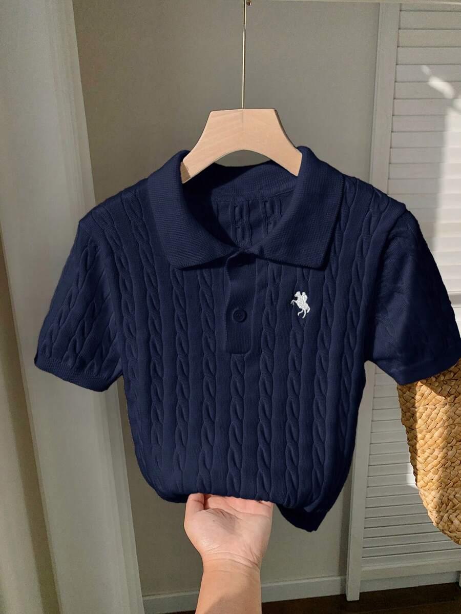 dzianinowa koszulka polo splot