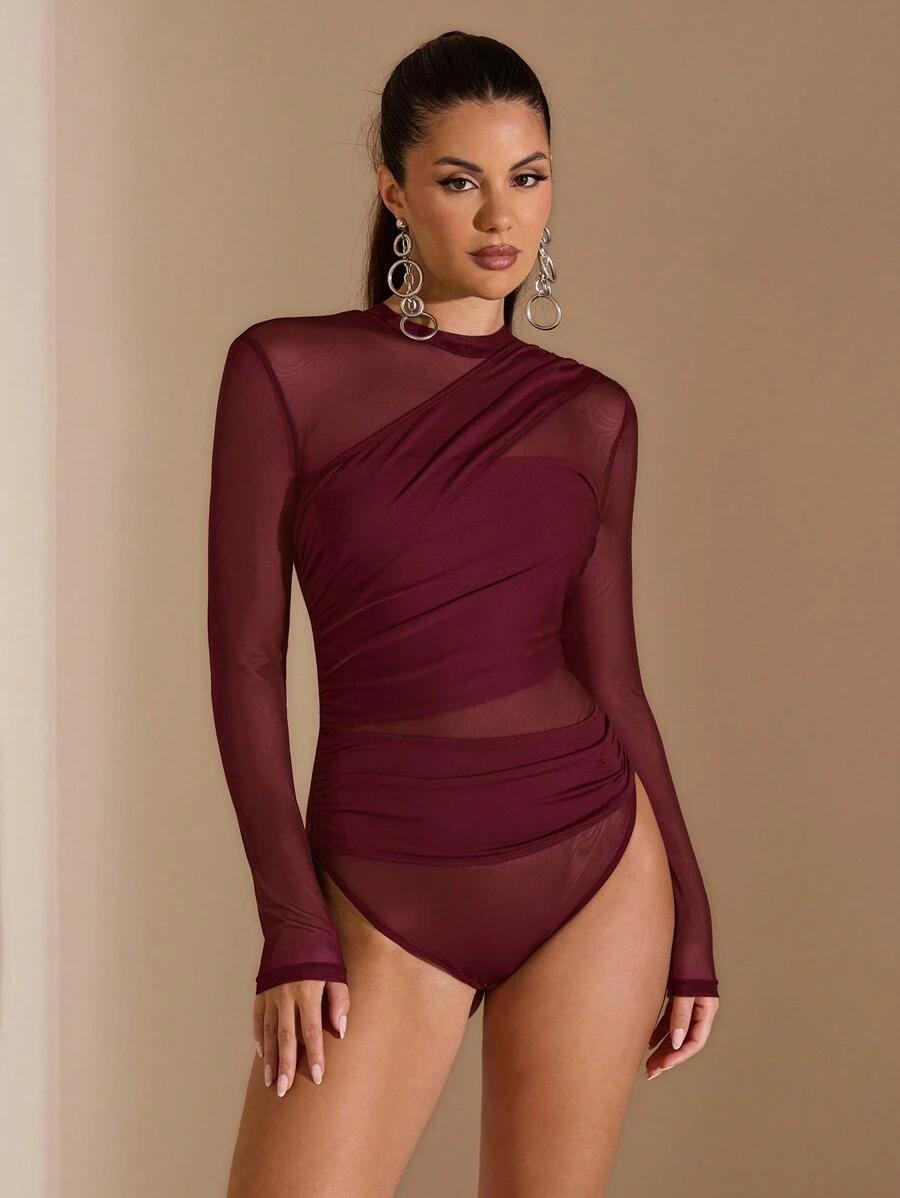 bordowe BODY SIATECZKA
