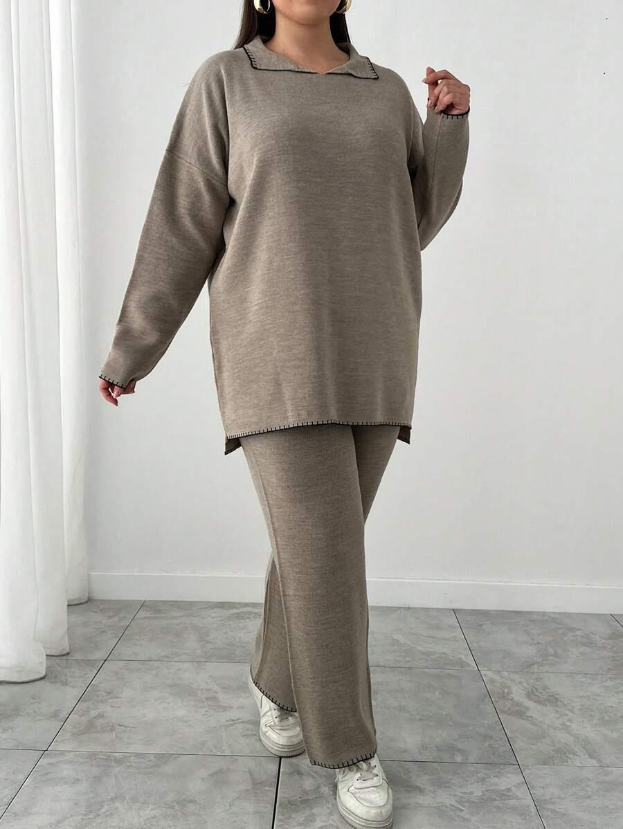 komplet sweter spodnie dzianina 