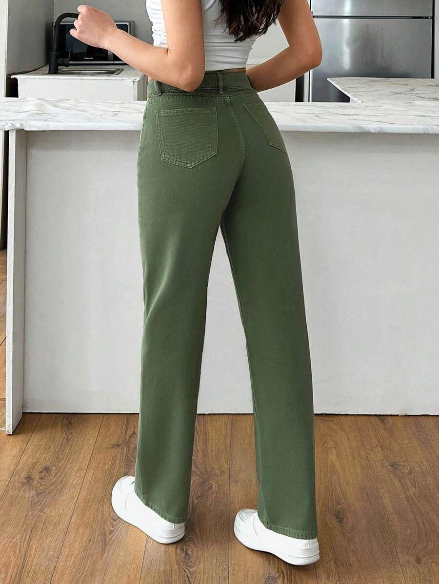 zielone spodnie jeans