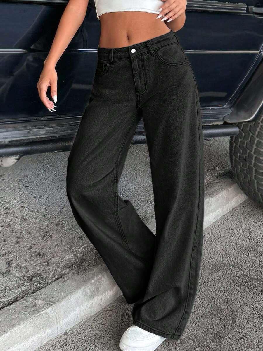 CZARNE SPODNIE JEANS 