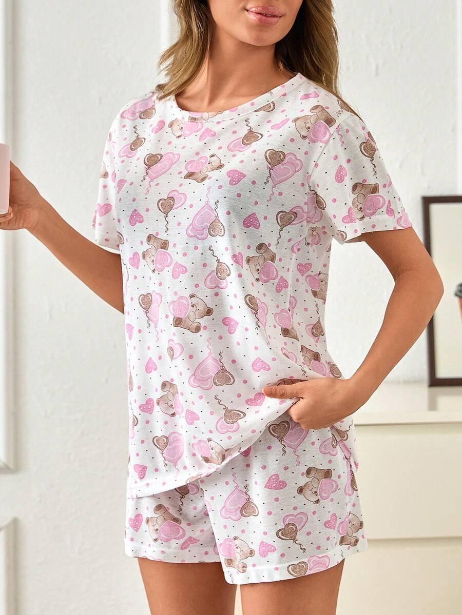 t-shirt spodenki komplet piżama