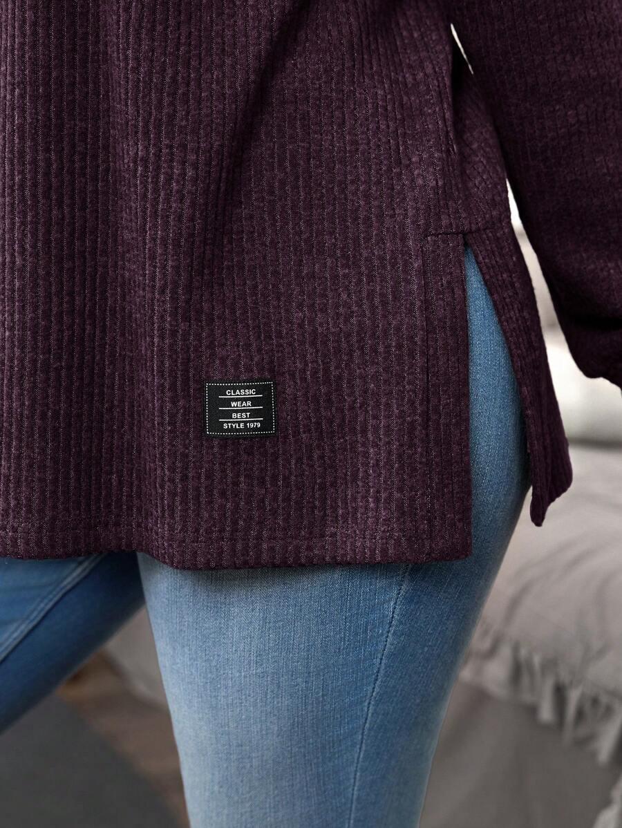 fioletowy sweter okrągły dekolt