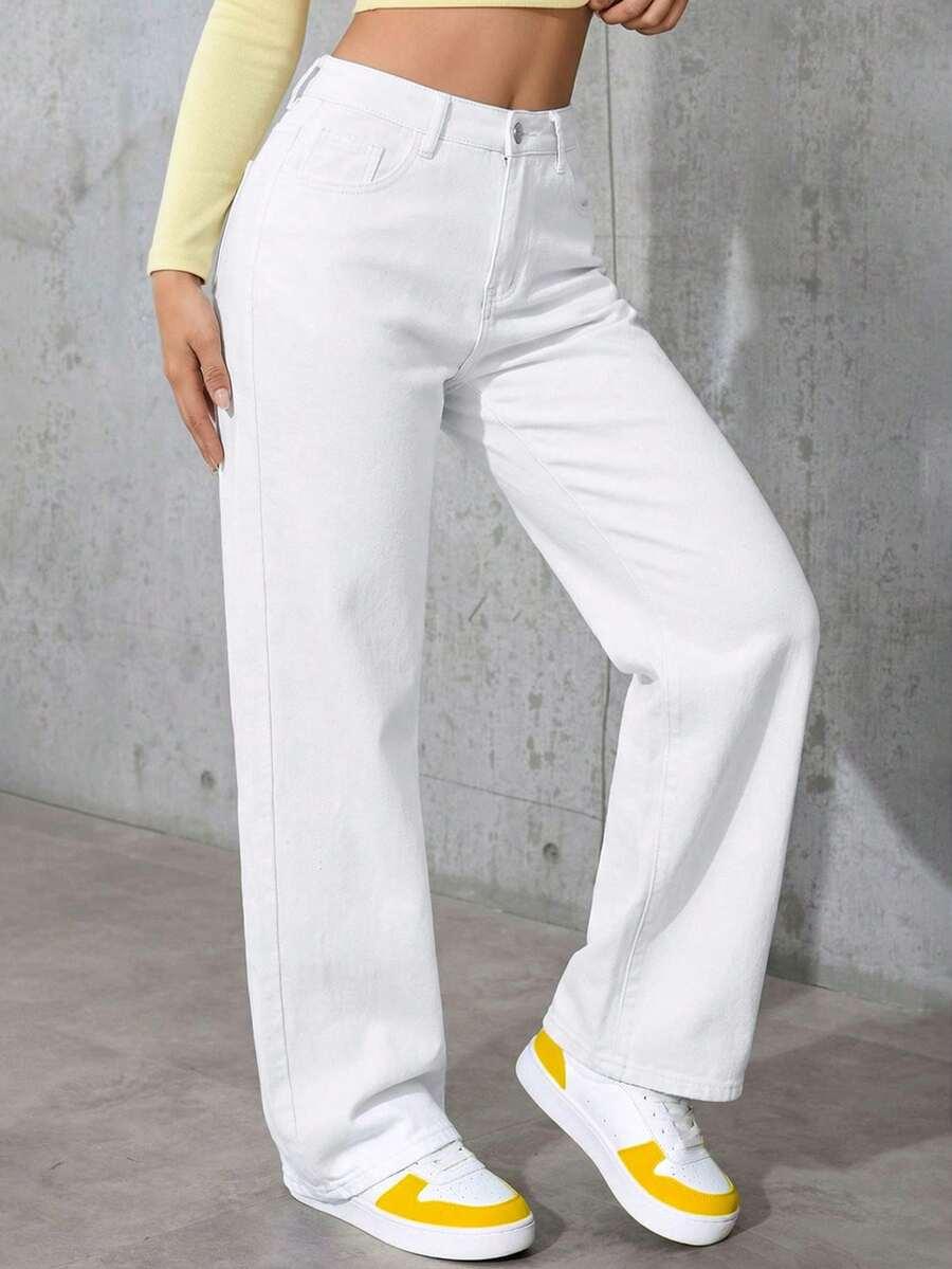 BIAŁE SPODNIE JEANS 
