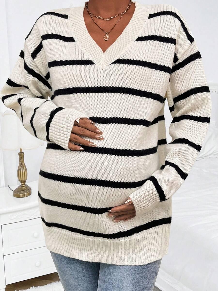 SWETER CIĄŻOWY W PASKI