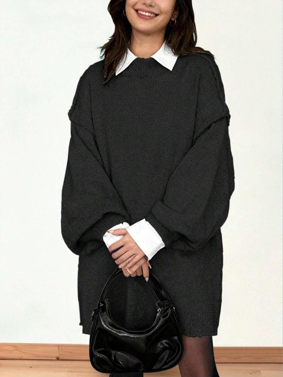 CZARNY LUŹNY SWETER 