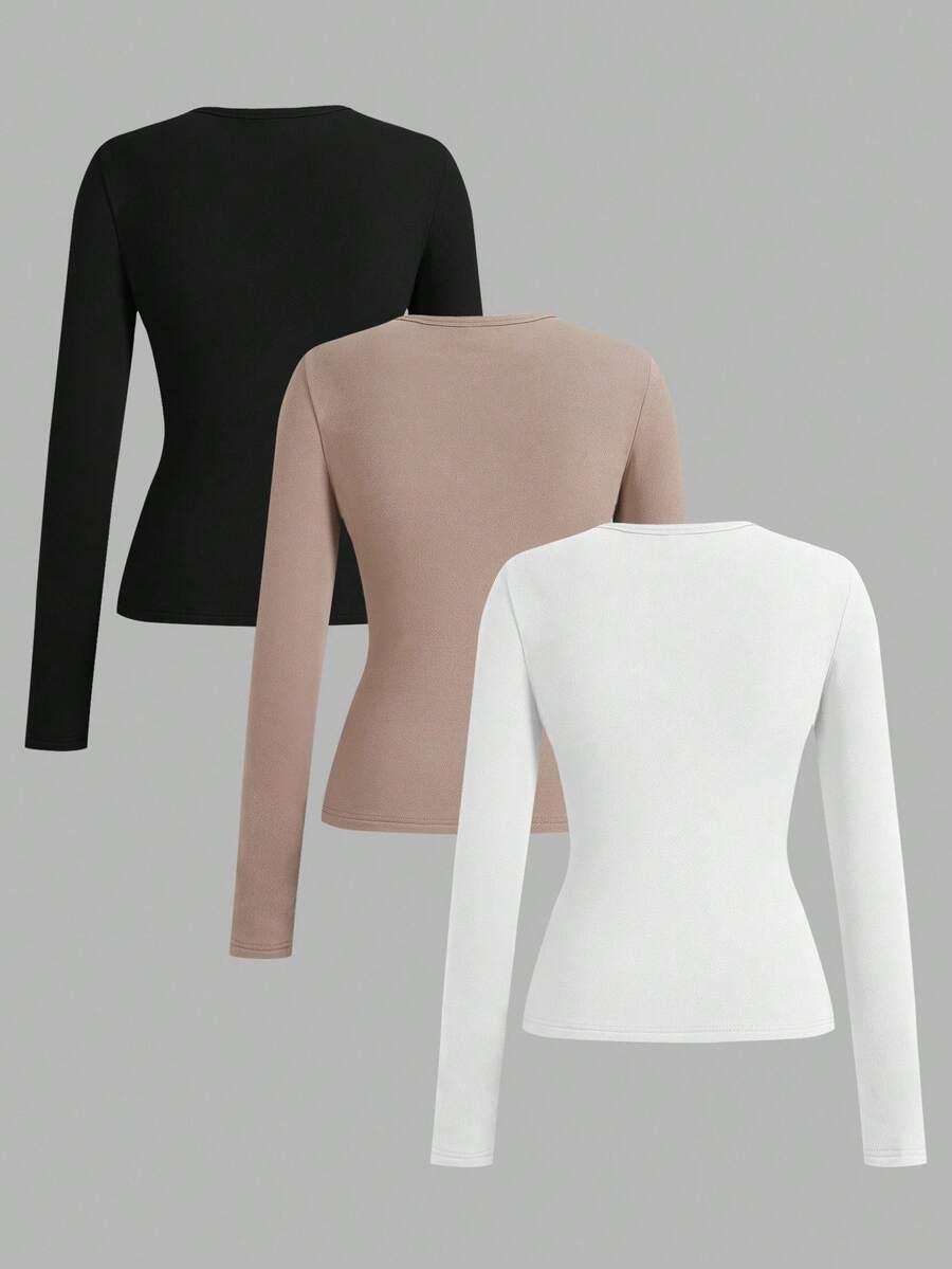 BLUZKA Z DŁUGIM RĘKAWEM 3-PACK