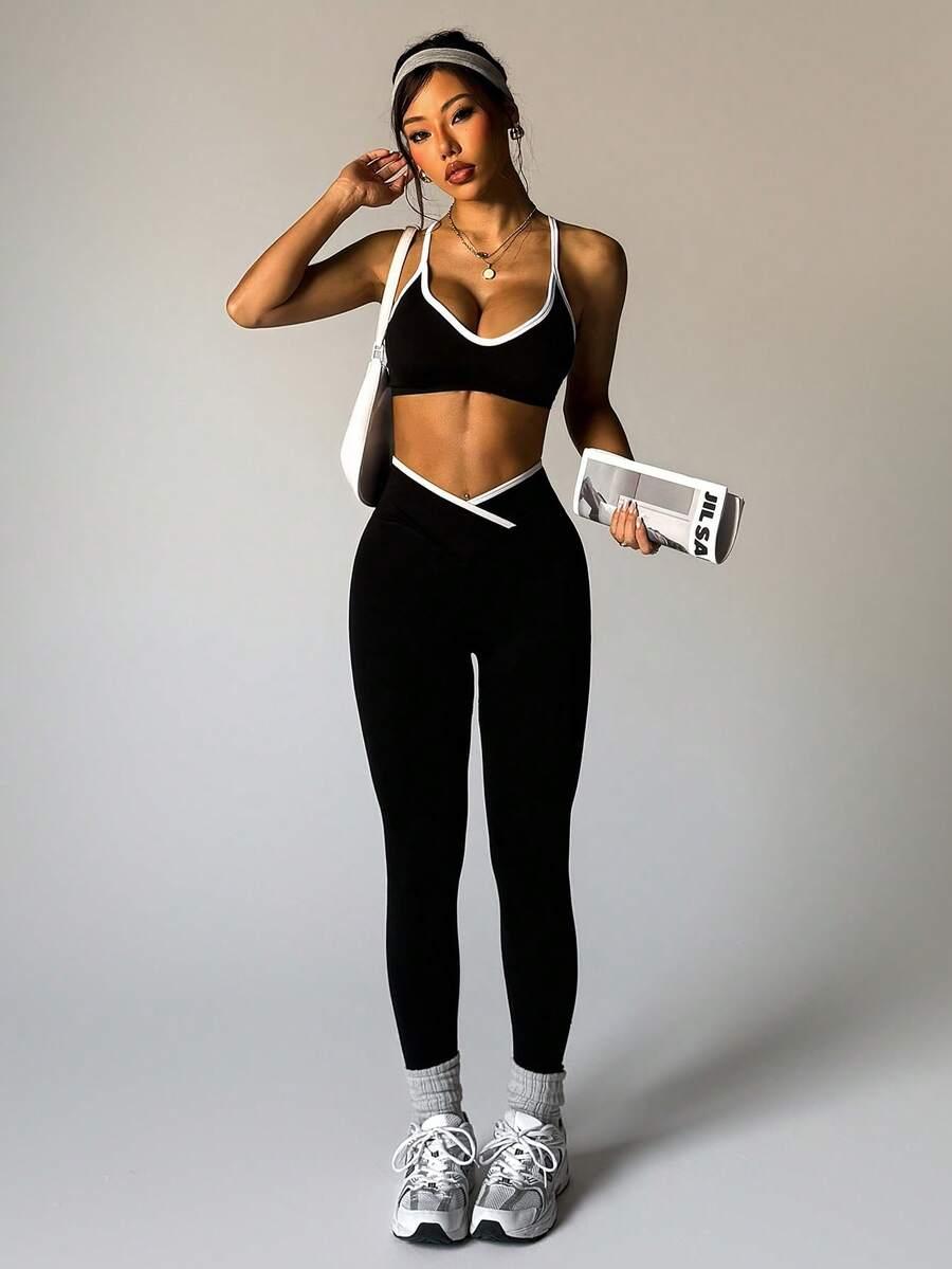 biustonosz sportowy legginsy komplet 