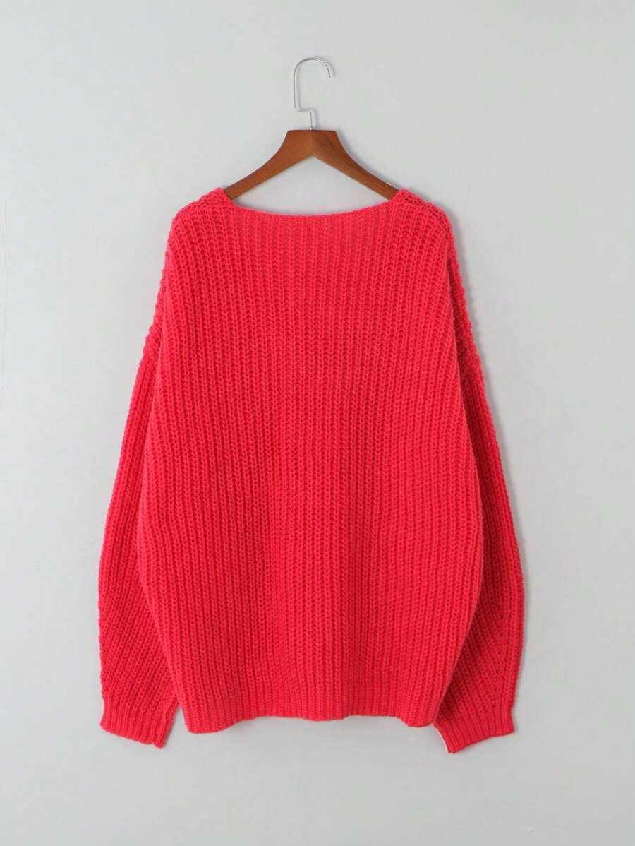 CZERWONY SWETER DŁUGI RĘKAW
