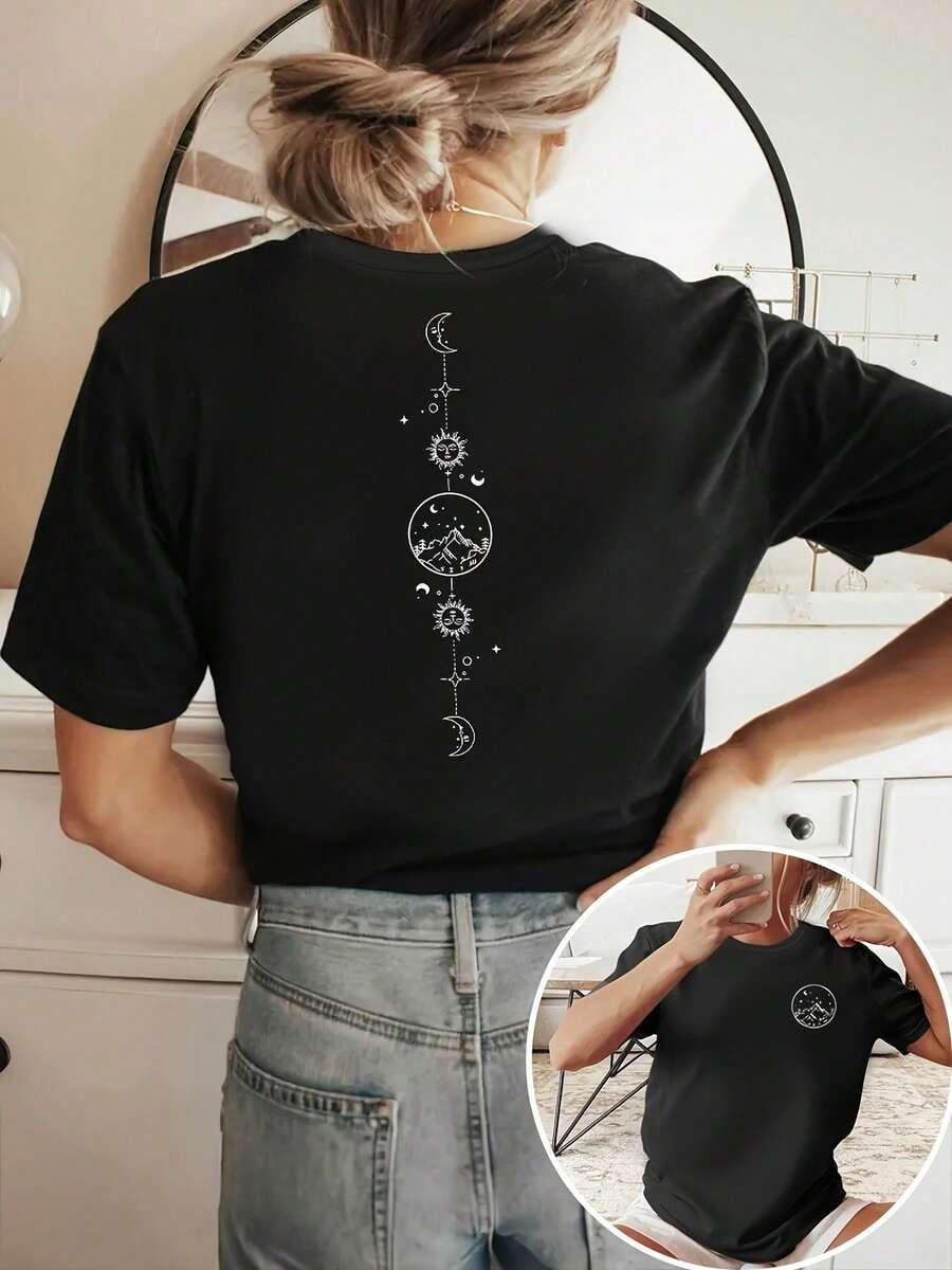 czarny t-shirt z nadrukiem