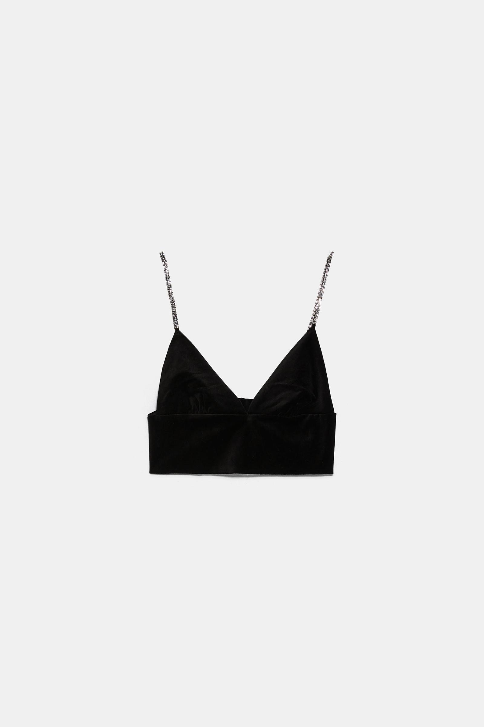 WELUROWY CROP TOP NA RAMIĄCZKACH