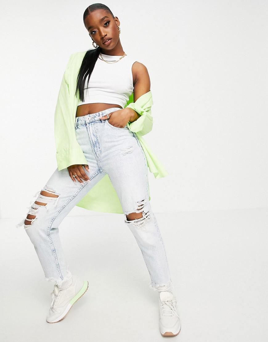 BIAŁY CROP TOP BOKSERKA