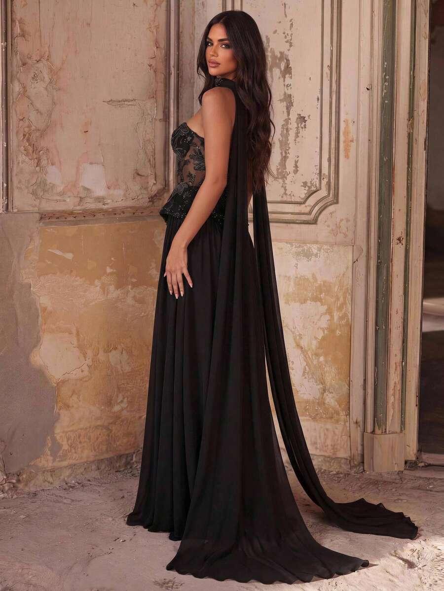 CZARNA MAXI SUKIENKA