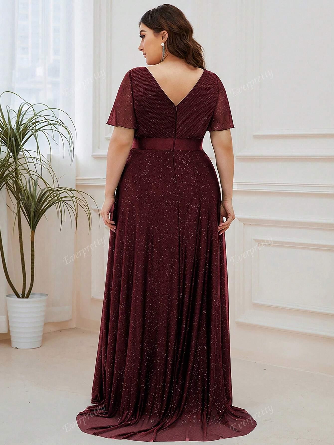 BORDOWA MAXI SUKIENKA V-NECK 