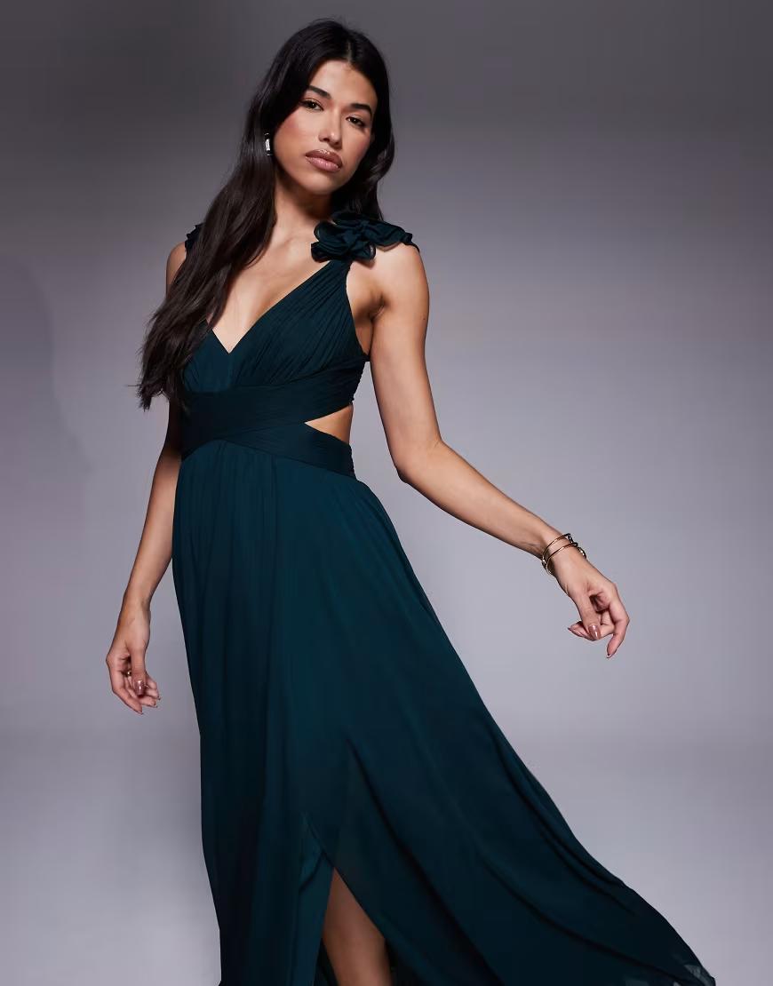 ZIELONA MAXI SUKIENKA V-NECK