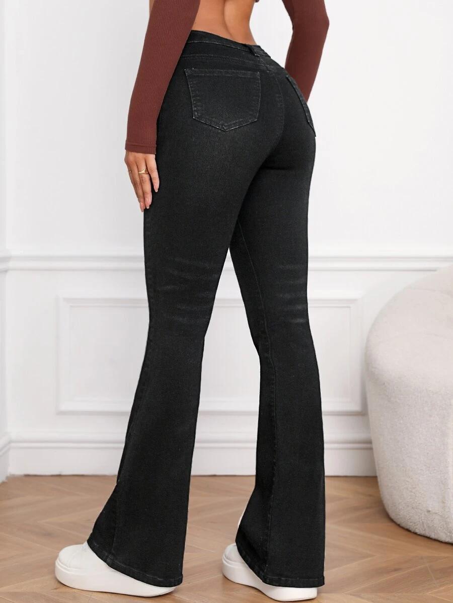 CZARNE SPODNIE JEANS DZWONY