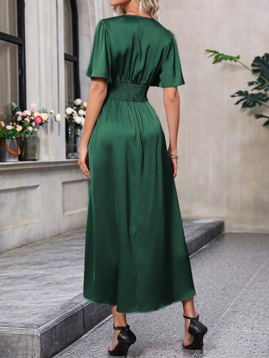 ZIELONA MAXI SUKIENKA V-NECK