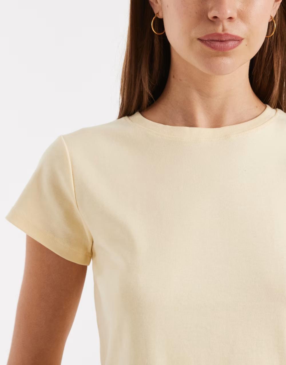 ŻÓŁTY T-SHIRT OKRĄGŁY DEKOLT