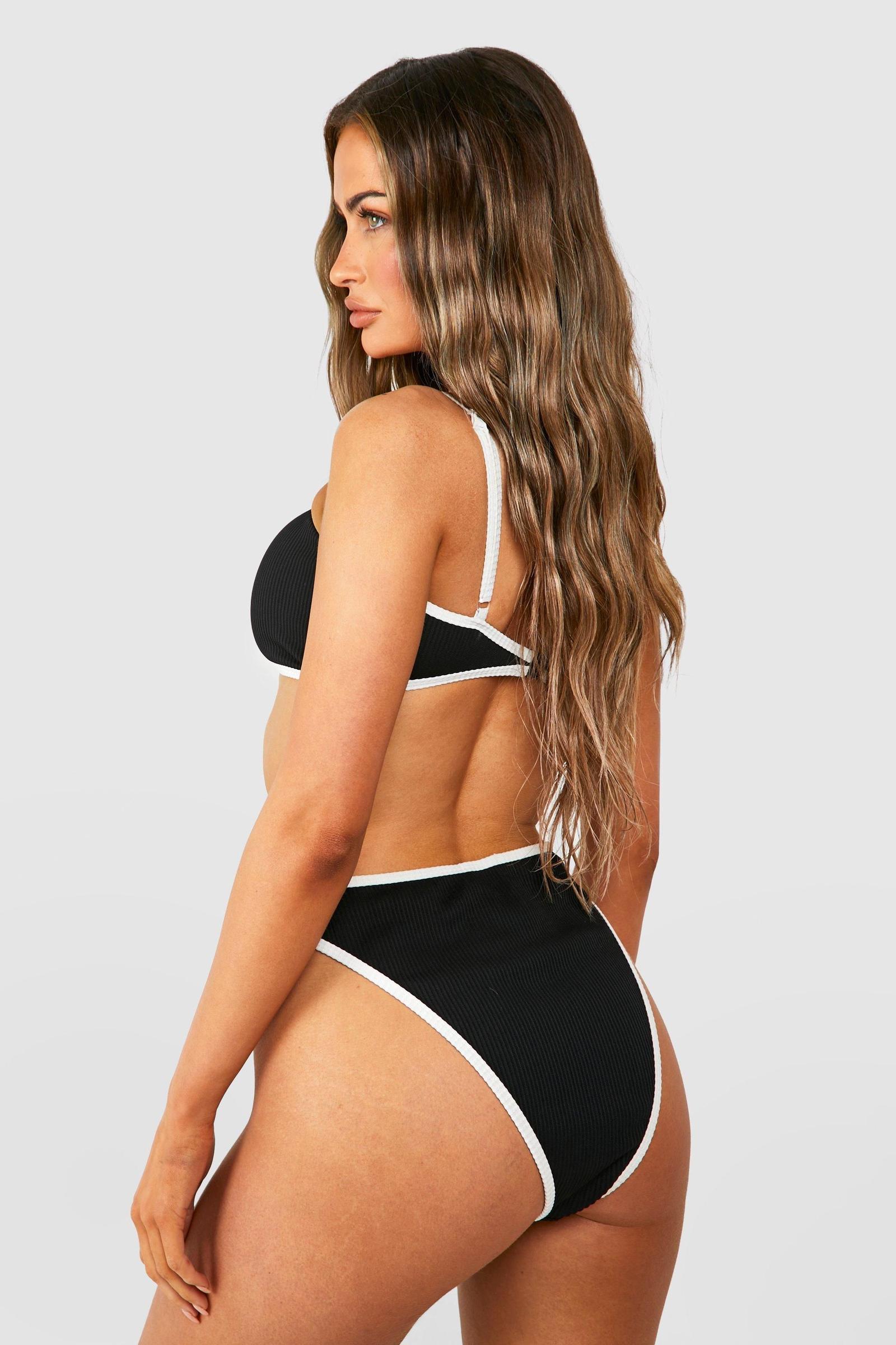 CZARNY DÓŁ OD BIKINI kontrast prążki
