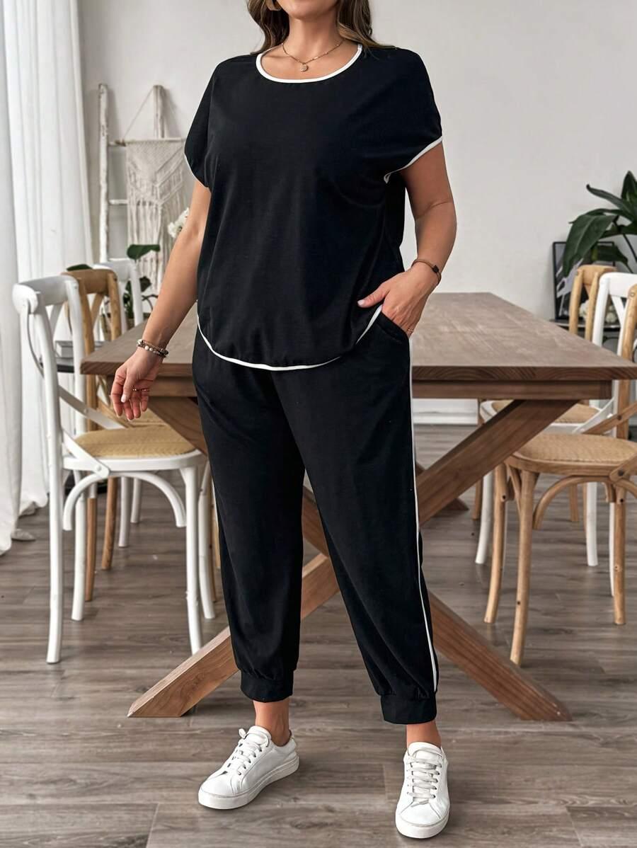 CZARNY KOMPLET T-SHIRT SPODNIE