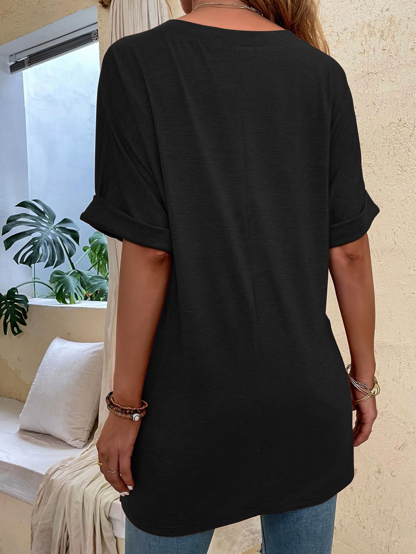 CZARNA BLUZKA V-NECK 