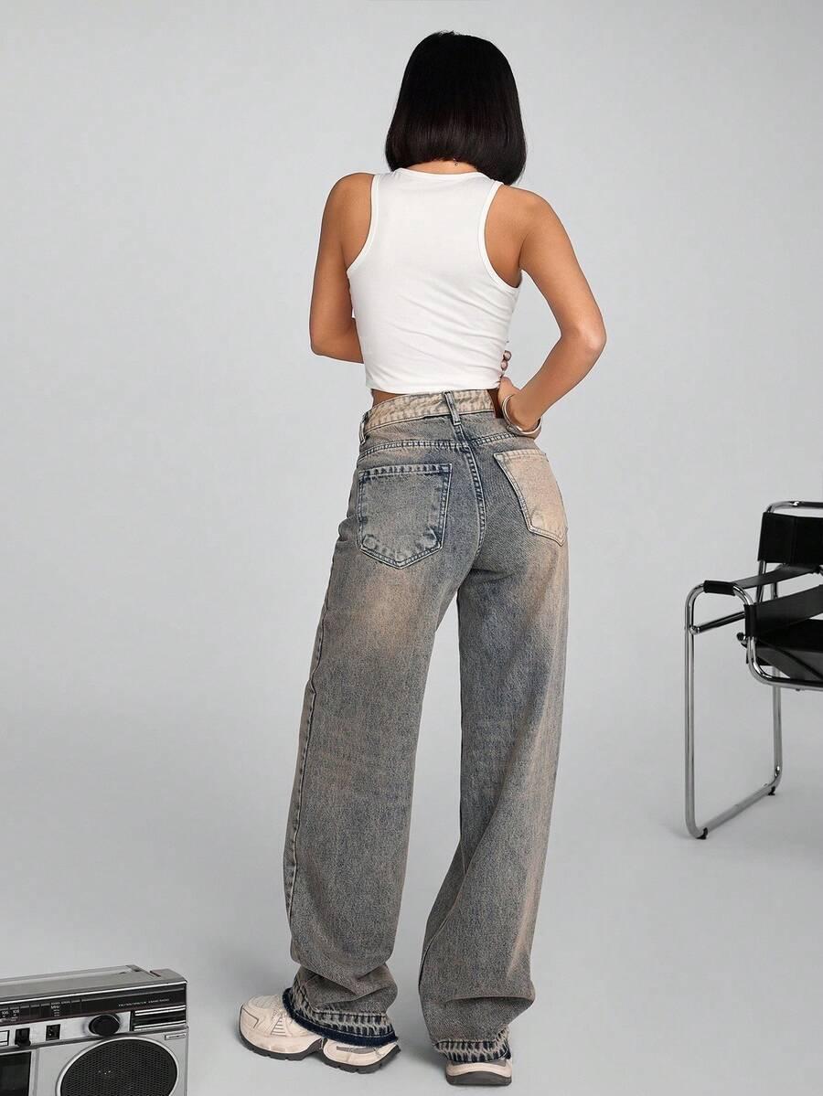 SPODNIE JEANS wysoki stan