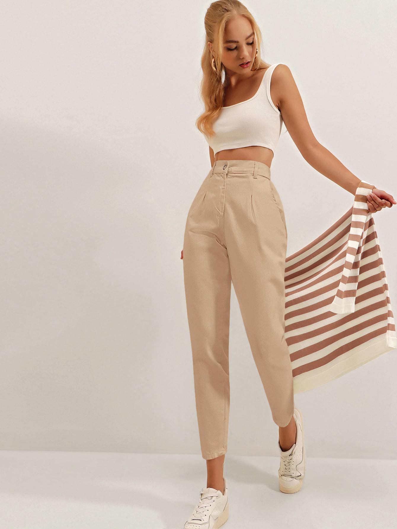 BEŻOWE SPODNIE JEANS