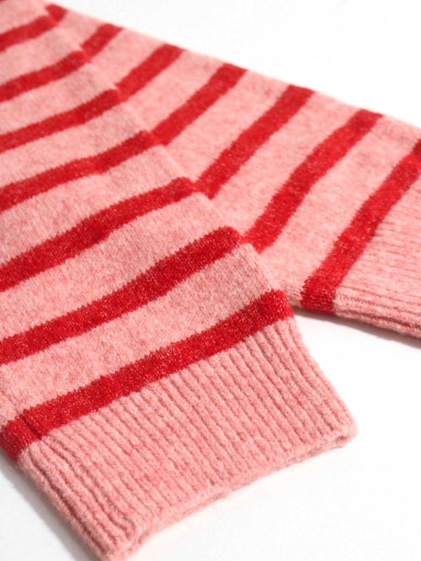 SWETER ROZPINANY DAMSKI W PASKI W STYLU RETRO