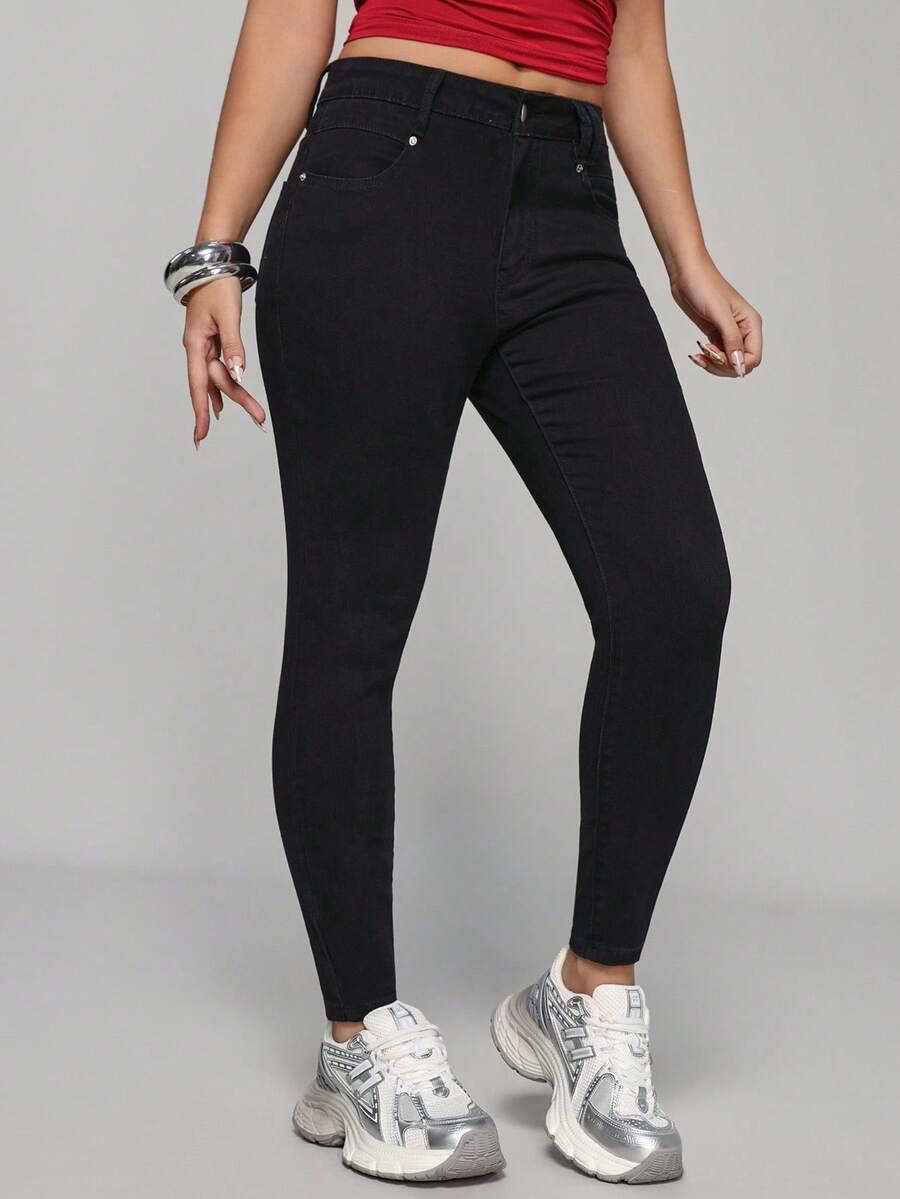 CZARNE SPODNIE JEANS