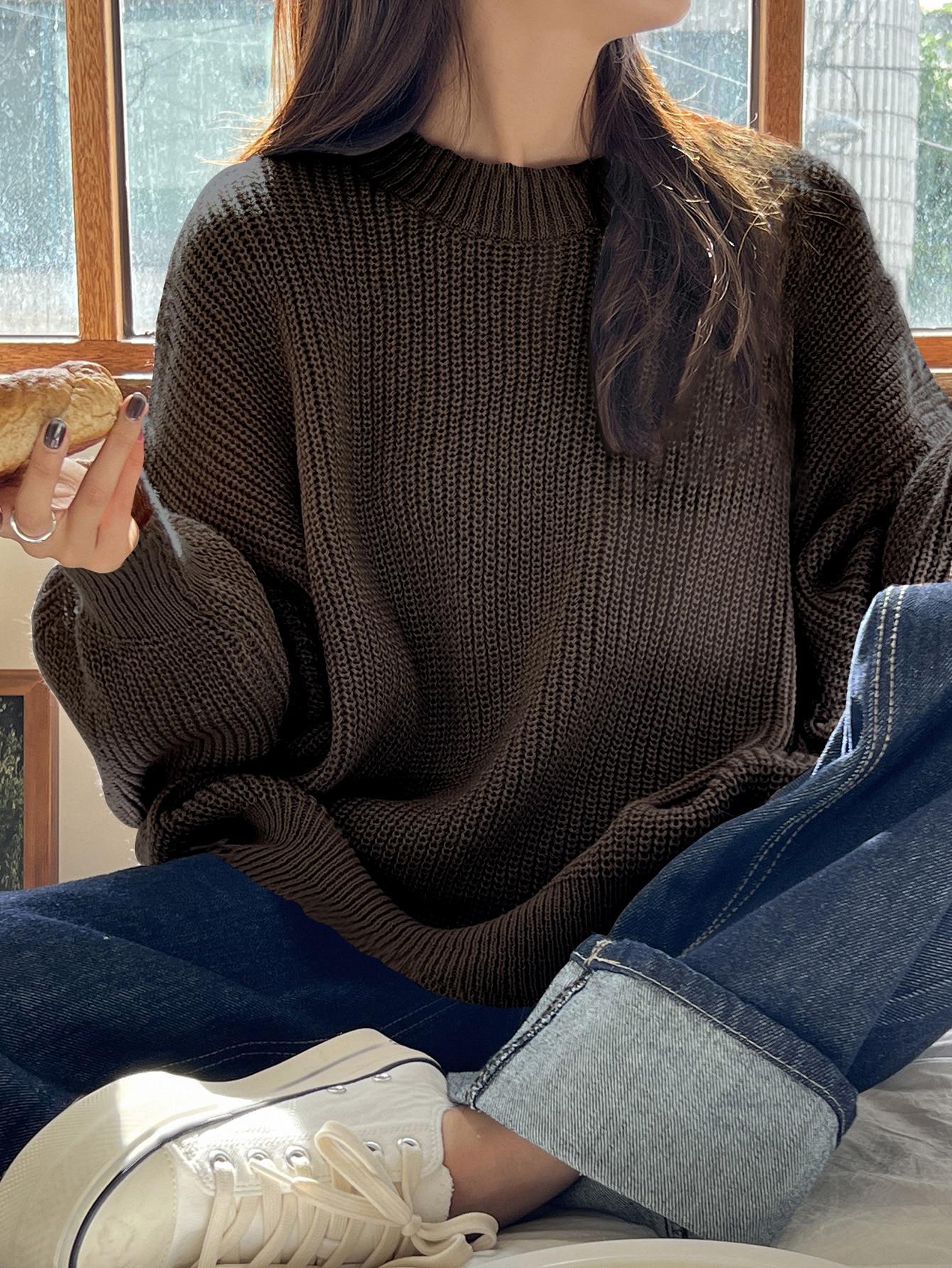 BRĄZOWY SWETER CASUAL