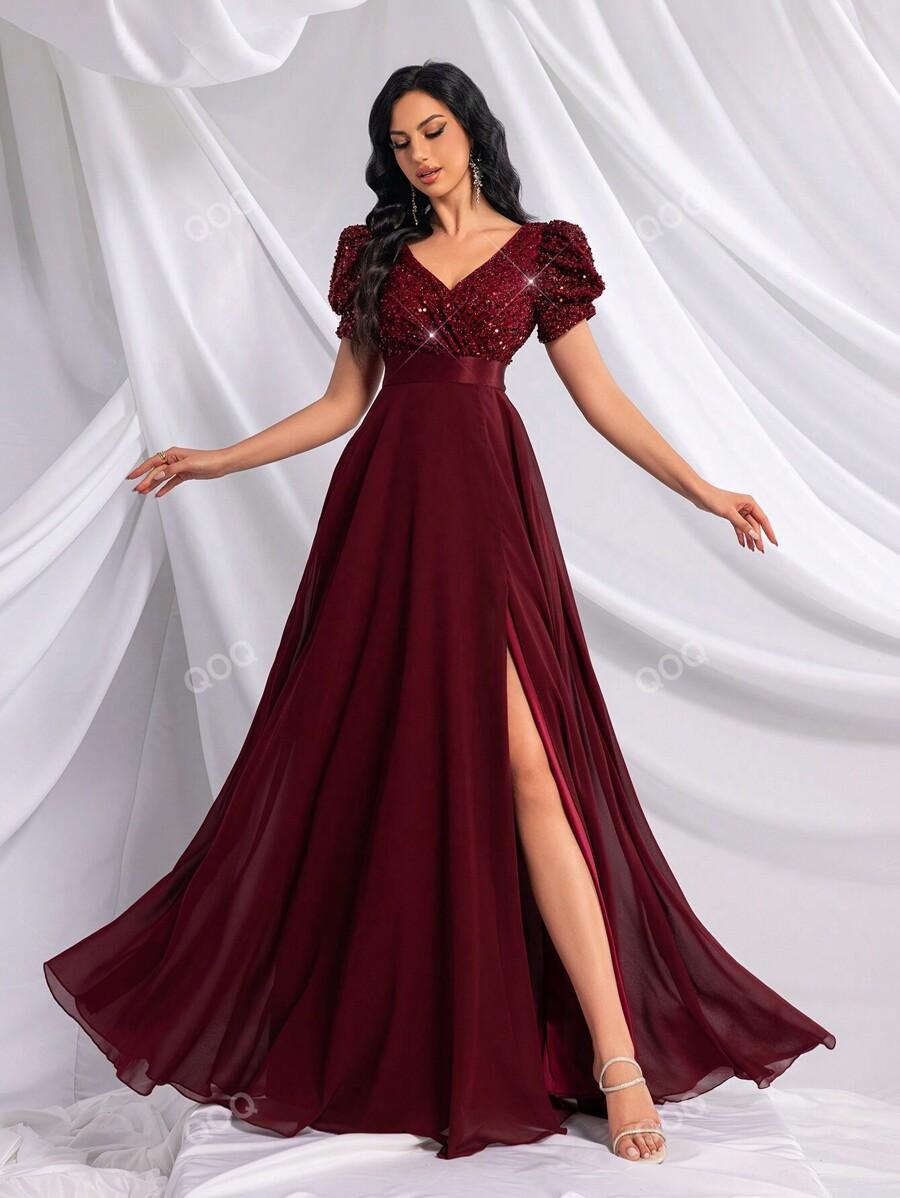 BORDOWA MAXI SUKIENKA CEKINY