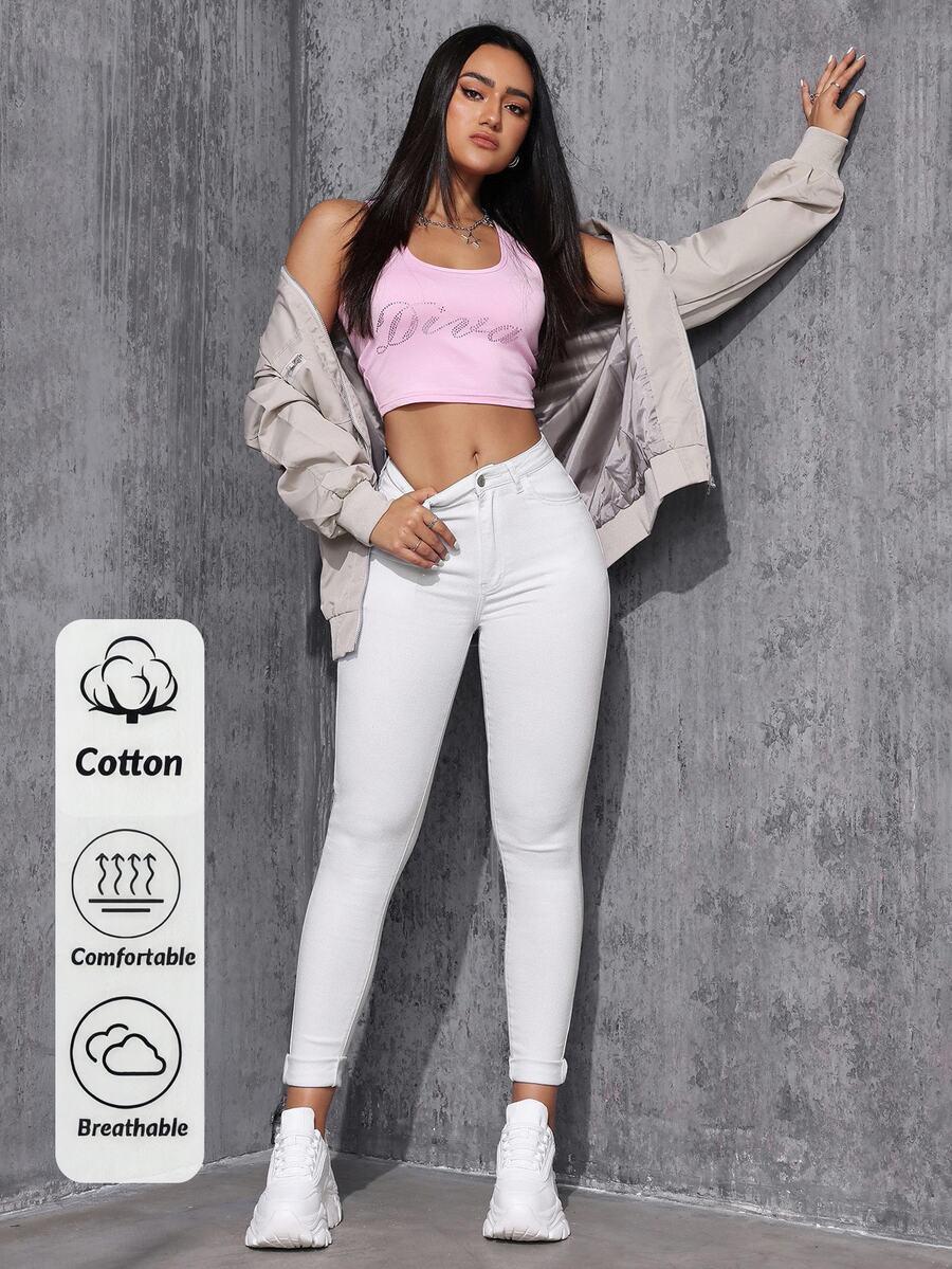 BIAŁE SPODNIE JEANS