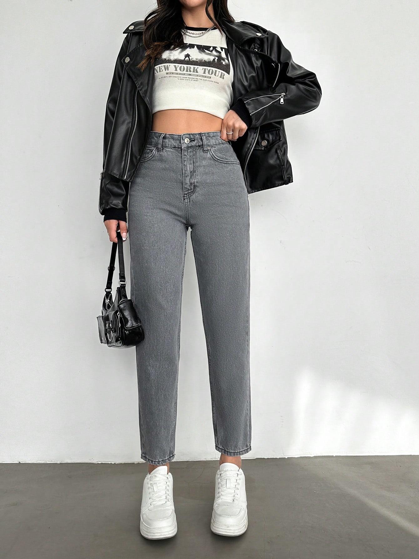 SZARE SPODNIE JEANS
