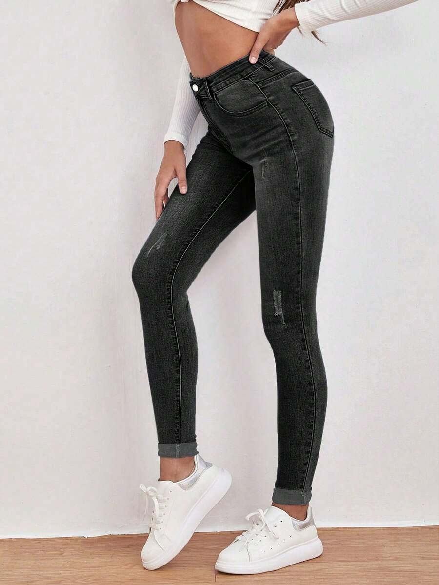 CZARNE SPODNIE JEANS
