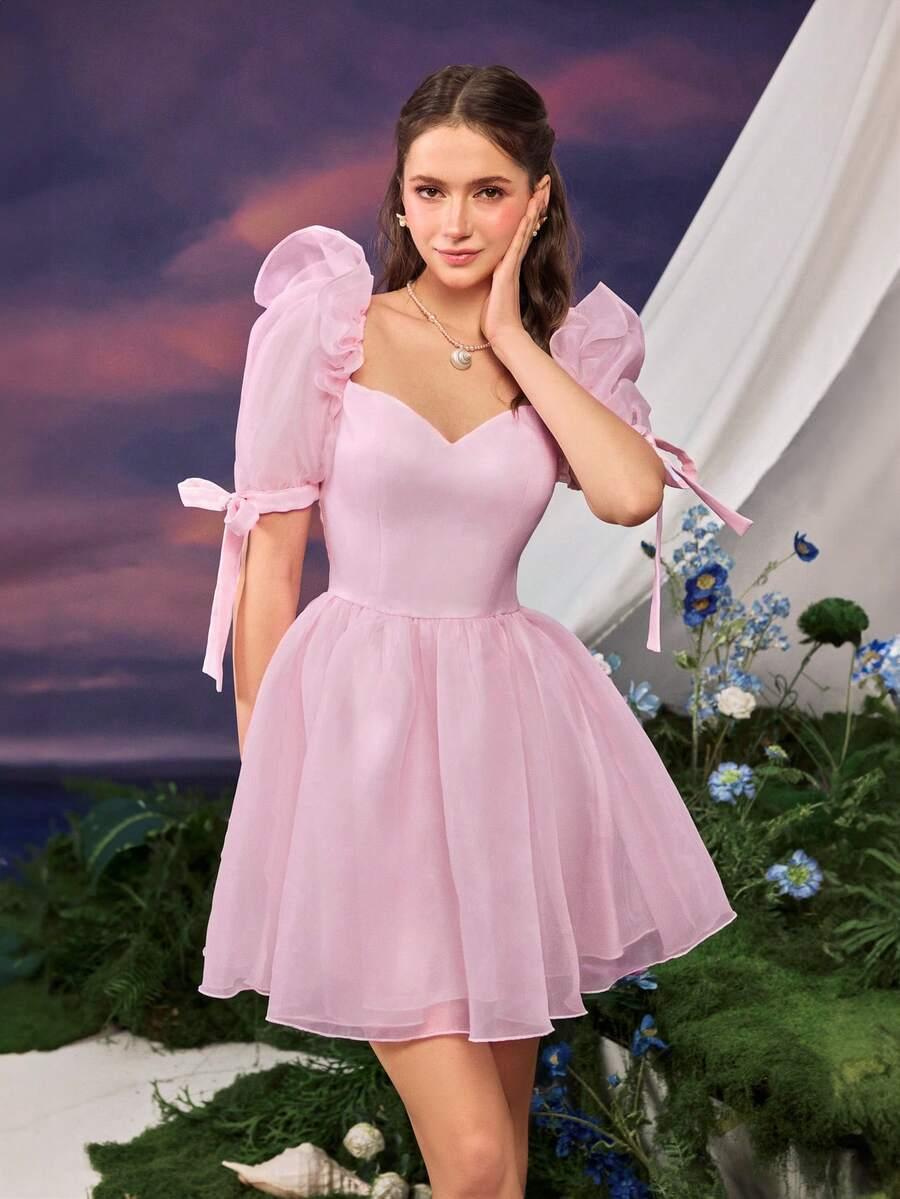 RÓŻOWA MINI SUKIENKA bufki