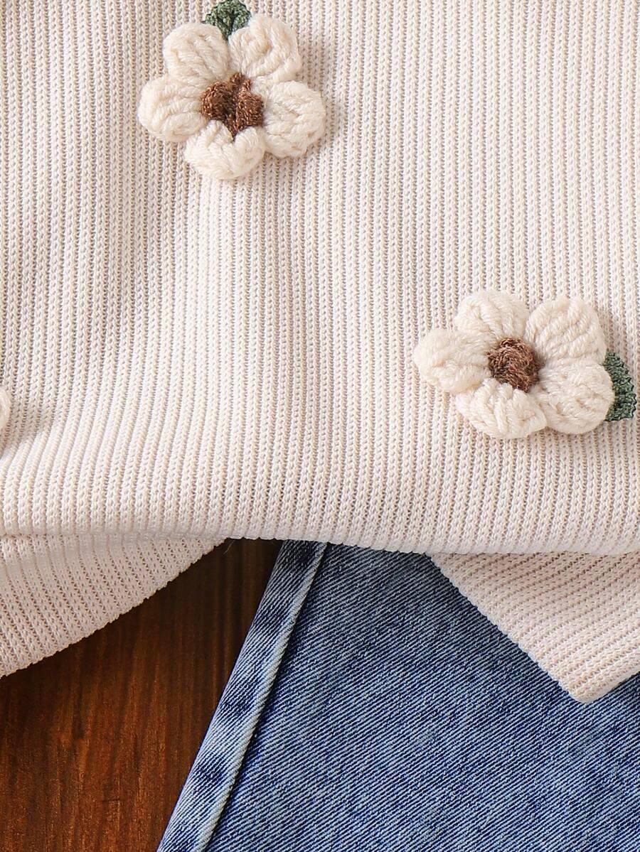 sweter spodnie komplet kwiaty 