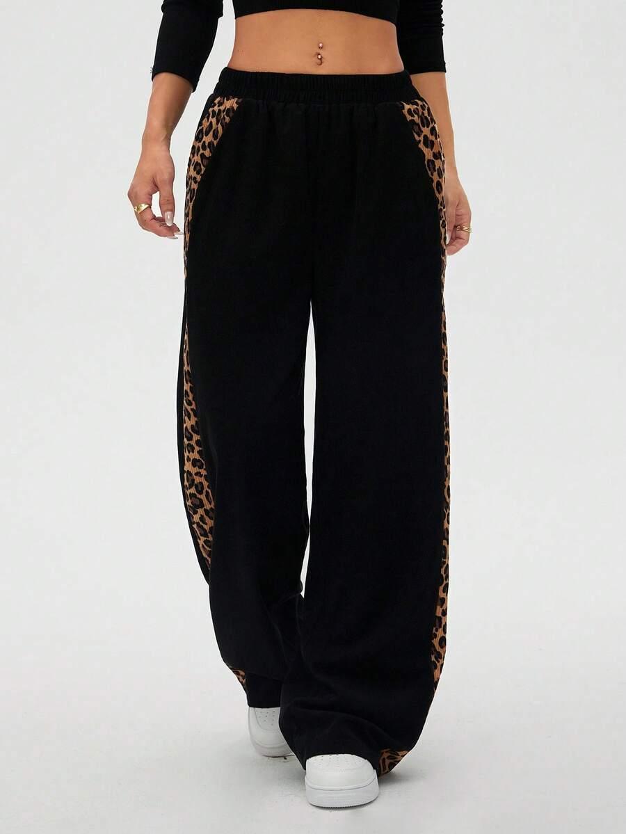 SPODNIE SZEROKA NOGAWKA ANIMAL PRINT