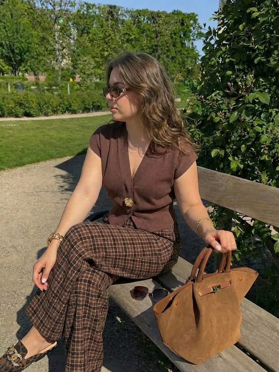 spodnie w kratkę casual