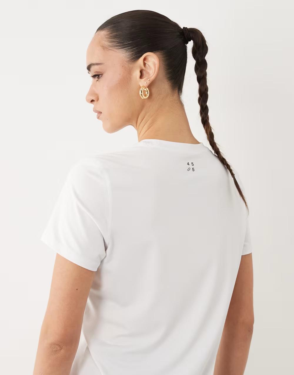 biały t-shirt okrągły dekolt krótki rękaw
