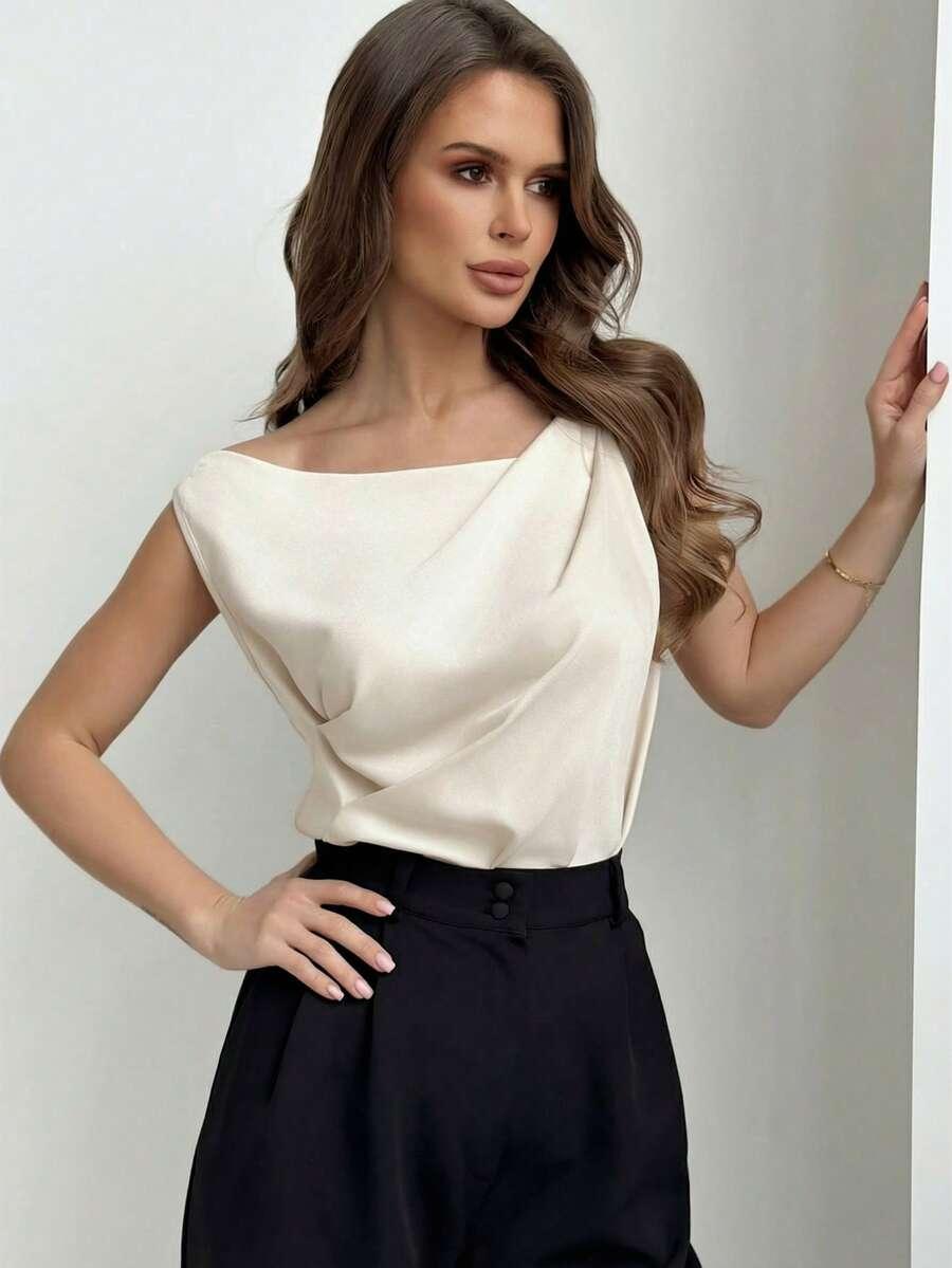 ELEGANCKA BLUZKA Z ASYMETRYCZNYM DEKOLTEM 
