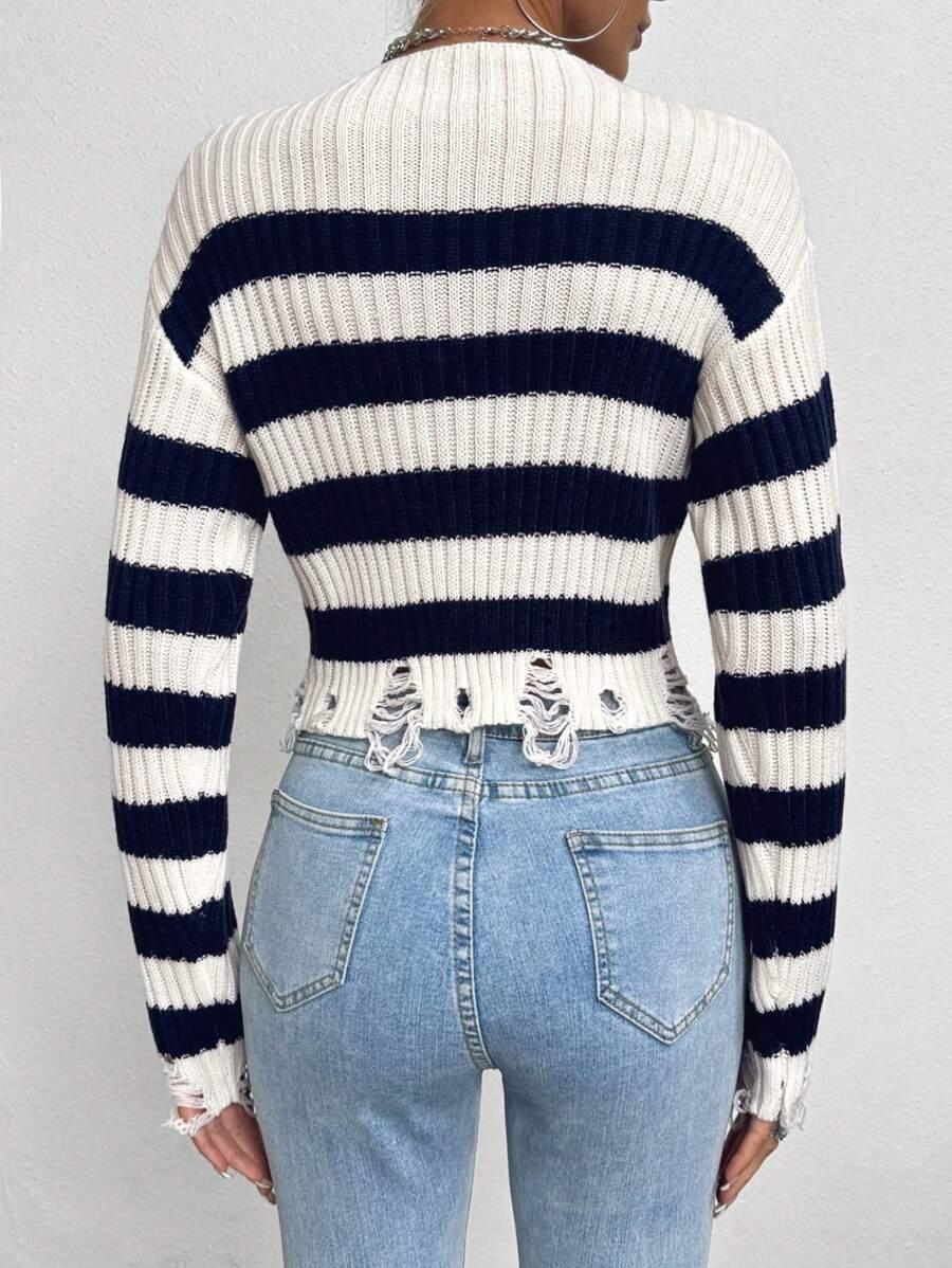 dzianinowy sweter paski
