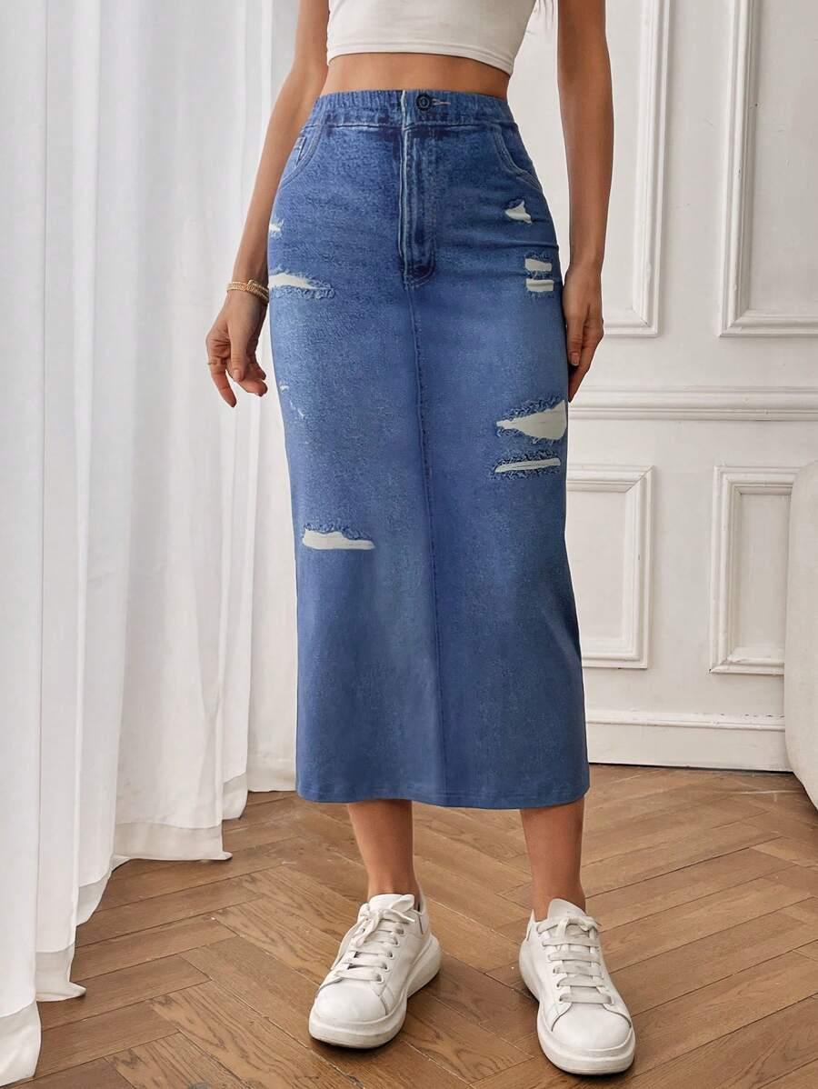 SPÓDNICA MIDI PROSTA 